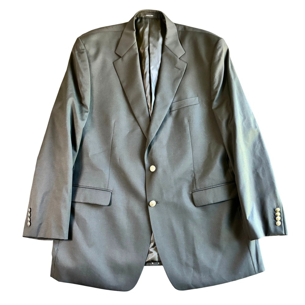 Lauren Ralph Lauren Mens 48L Black 100% Wool Sport Coat 2 Button Blazer